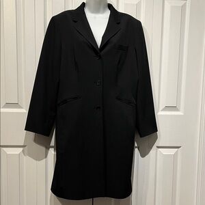 Anne Klein Black Lined‎ Long Blazer Size 12